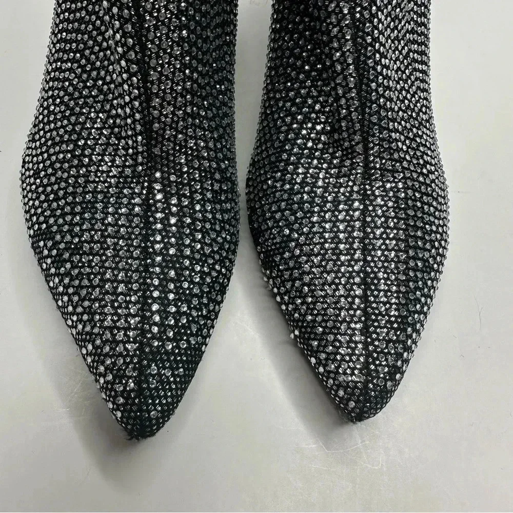 Open Edit Tilly Crystal Embellished Bootie in Silver Size 8.5